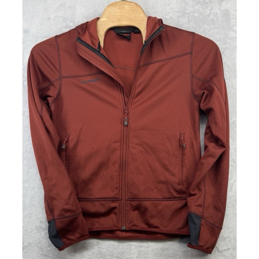 Mammut Polartec Jacket Hooded Fleece Full Zip Orange Hoodie Men's Size M